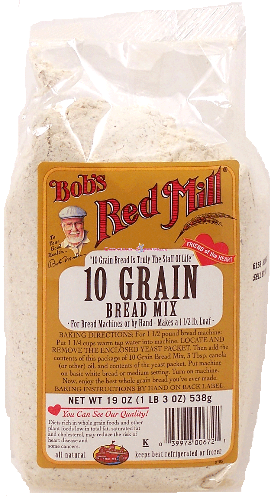 Bob's Red Mill&nbsp;&nbsp;10 grain bread mix, for bread machines or by hand, makes a 1 1/2 lb. loaf Full-Size Picture